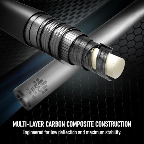 CUEBOTS Z Wave Carbon Fiber Shaft, Low Deflection Shaft, Multi-Layer Carbon, Construction, 12.5mm Tip, 7-Layer, Microfiber Tip, Uni-QR Joint, 3/8-8, 3/8-10, 5/16-18, Joint