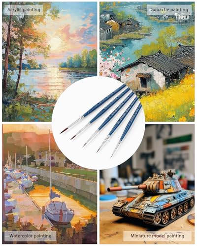 Kolinsky Sable Brushes, Golden Maple Miniature Paint Brushes Natural Hair Professional Pointed Round Brush for Model Painting, Watercolor Details, Acrylic Gouache Inks Painting, Size 2 1 0 00 5/0 - size: 5/0 2/0 0 1 2 Pointed Round
