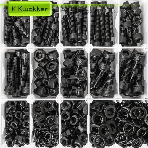 M3 M4 M5 M6 Hex Socket Bolts and Nuts Assortment Kit, 1160Pcs | 12.9 Alloy Steel, Zinc Plated Anti-rust; 20 Sizes Metric Screws with Lock Washers; For 3D Printing DIY Machinery Repair - size: F. M3 M4 M5 M6