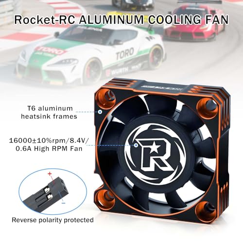 2Pack RC Cooling Fan 40mm,16000RPM 8.4V RC Car Fan for ESC and Motor Fit for 1/10 1/8 RC Car Truck(Black Orange) - style: 2pack Black Orange