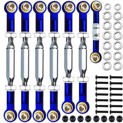 Stainless Steel Turnbuckles for 1/10 Traxxas Rustler Slash Hoss,Navy Blue | 74-112mm Adjustable Camber Links with Rod Ends for Stampede Bandit,Upgrades Hop Ups Parts - color: Navy Blue