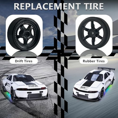 Remote Control Car RC Drift Car 2.4GHz 1:24 4WD 15KM/H High Speed Racing Sport Car with LED Lights Drifting Tire Racing Sport Toy for Adults Boys Girls Kids Gift - color: White