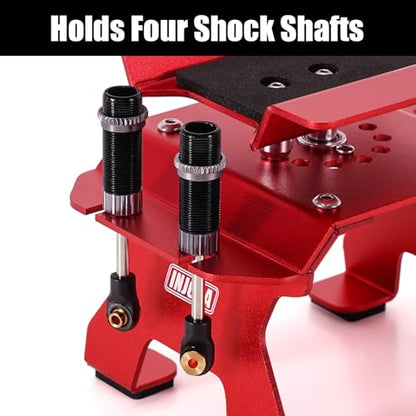 INJORA Aluminum 80g RC Car Stand with Shock Holder for 1/24 1/18 RC Crawler Upgrade(Red) - color: Red