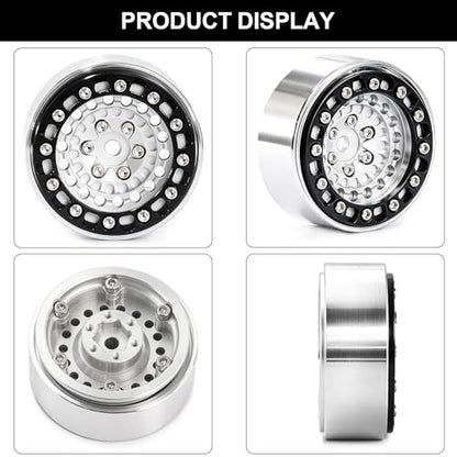 1.3" Beadlock Wheels and Tires for SCX24 TRX4M RC Crawler (Silver) | CNC Aluminum Beadlock Wheels, Ultra-Soft Sticky Rubber Tires, Built-in Foam Inserts, 70*28mm - color: Silver 368 F