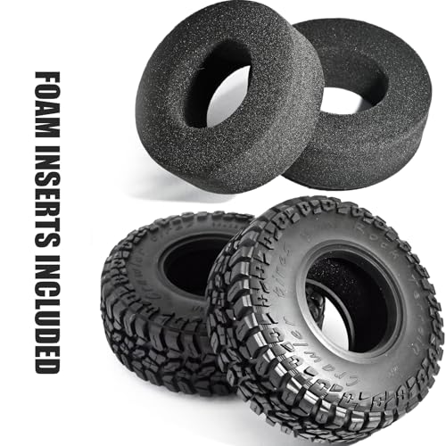 2.2 Rubber Rocks RC Tires with Foam Inserts - 125mmOD Tire Super Soft Rubber for 1:10 Scale Rock Crawlers, Trail Trucks - Compatible with Axial SCX10 90046 AXI03007 D90 Traxxas TRX-4, KM2 Wraith - size: 2.2in