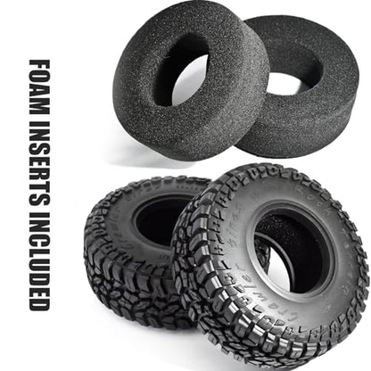 2.2 Rubber Rocks RC Tires with Foam Inserts - 125mmOD Tire Super Soft Rubber for 1:10 Scale Rock Crawlers, Trail Trucks - Compatible with Axial SCX10 90046 AXI03007 D90 Traxxas TRX-4, KM2 Wraith - size: 2.2in