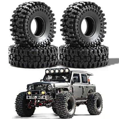 REDSPIDER 1.9" RC Crawler Tires, Super Soft Sticky Rubber Off-Road Tires with Foam Inserts, Deep Tread Rock Climbing Tires for 1/10 Axial SCX10 SCX10 II TRX4 D90 RC Truck (4PCS)
