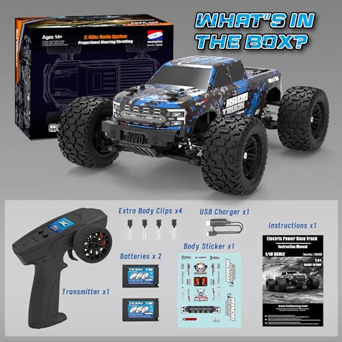 HAIBOXING RC Cars 1/18 Scale 4WD Off-Road Monster Trucks with 36+KM/H High Speed, 2.4 GHz Remote-Controlled Electric All Terrain Waterproof Vehicles with Rechargeable Battery for Kids and Adults RTR