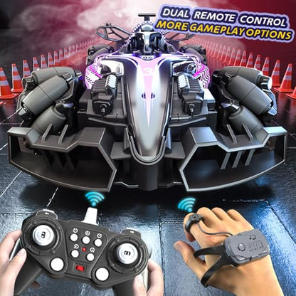 RC Stunt Car, Gesture Sensing Remote Control Car with Sound Lights and Spray, 2.4GHz 4WD 360° Rotating RC Cars with 3 Batteries for Teens (Red) - color: Red, size: 3 Batteries