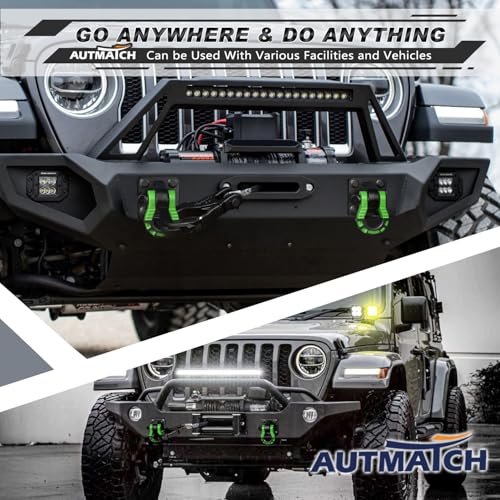 AUTMATCH D Ring Shackles 3/4" Mega Shackle (2 Pack) 68,000Ibs Break Strength - Heavy Duty Clevis Shackles with 7/8" Screw Pin and Isolator Washer for Tow Strap Winch Off Road Vehicle Recovery, Green - color: Green & Black