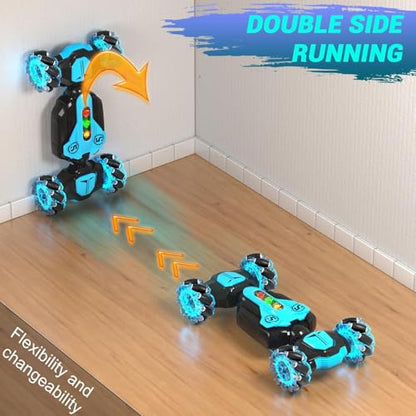 Gesture Sensing Rc Stunt Car,Remote Control Transform Car 2.4ghz 4WD 360° Rotating Drift RC Cars with Lights & Music,Kids Toys for Boys 6-8,Ideas Gifts for Kids Age 5 7 9 10 11 12 Years Old