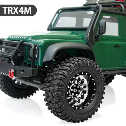 LRFHL 1.3" Beadlock Wheel Tires Aluminum for SCX24 TRX4M, 4PCS, Silver | Upgraded 1.45-inch Wheel, 1/24 SCX24 1/18 TRX4M RC Crawler Car Upgrade - color: Black Tires+ Silver Wheels-1