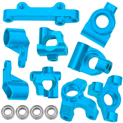 Auminum Alloy Steering Knuckle C-Hubs Bellcranks Set Compatible with Losi 1/18 Mini-T 2.0 2WD Stadium RC Truck Hop-Up Parts (Blue) - color: Blue
