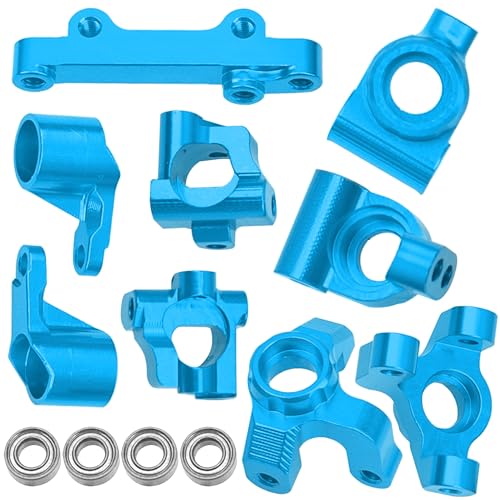 Auminum Alloy Steering Knuckle C-Hubs Bellcranks Set Compatible with Losi 1/18 Mini-T 2.0 2WD Stadium RC Truck Hop-Up Parts (Blue) - color: Blue