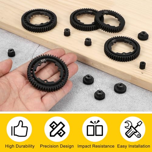 MECCANIXITY M1 Hardened Steel Spur Gear, 52T 34.4mm Shaft Hardened Steel Upgrades Main Spur Gear for Brushless Brush Motor Model Car (Pack of 2, Black) - size: 52T 34.4mm