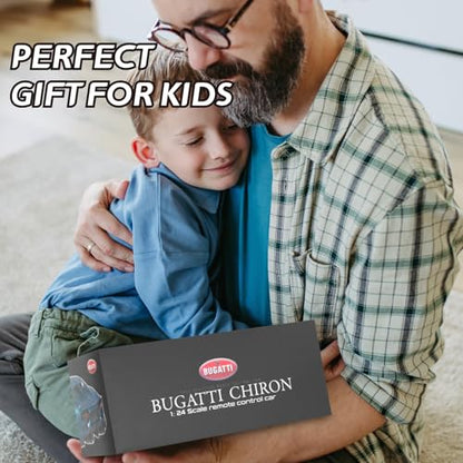 MIEBELY 1/24 Licensed Bugatti Chiron RC Car Rechargeable Toy for Kids 6-12 | Officially licensed;2.4GHz control;LED;rechargeable 3.7V battery;sturdy ABS;indoor/outdoor play;gift for boys & collectors - style: Bugatti Chrion