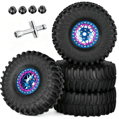 1.9 RC Wheels and Tires for 1/10 SCX10 90046 AXI03007 TRX4 TRX6 VS4-10 Gen7 Gen8 MST CFX D90.Aluminium RC Truck Tires Highway Tires 1.9" RC Wheels 1.9 Beadlock Wheel Rim RC Tires,Navy Blue - color: Navy Blue(1.9tires)
