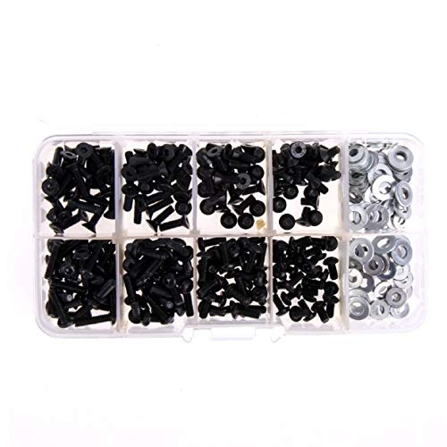 ShareGoo 340PCS Universal Screws Box Repair Accessories Compatible with HSP Redcat Traxxas Arrma HPI 1/8 1/10 RC Car,M3 Flat/Round Head Screws & M3/M4 Flat Washer