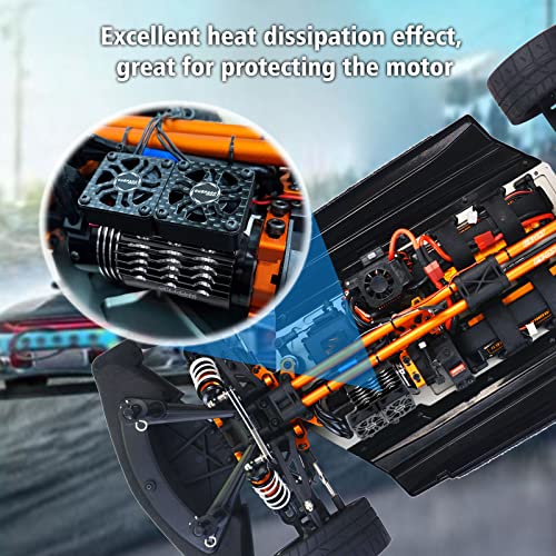 Surpass Hobby RC Cooling Fans 16000RPM,40mm Dual Car Motor Cooling Fans with Metal Heatsink for 1/5 1/6 Scale RC Car Truck Diameter 55-58mm Motor (Black) - style: Black