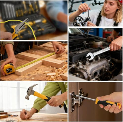 GRENPRO 219PCS Basic Home Auto Mechanic Hand Tool Kit with Storage Tool Box | Portable Tool Box, CR-V Steel, Complete Kit, Anti-Drop Slots, Household DIY, Auto Motorcycle, Home Garage For Men & Women - style: Yellow Hand Tool Set 219PC