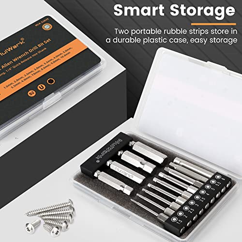 MulWark Hex Head Allen Wrench Drill Bit Set 13pcs Precision Metric S2 Steel – Magnetic Bits with Corrosion Resistance 1/4" Allen Key Bit Set - style: 13PC Hex Head Drill Bit Set