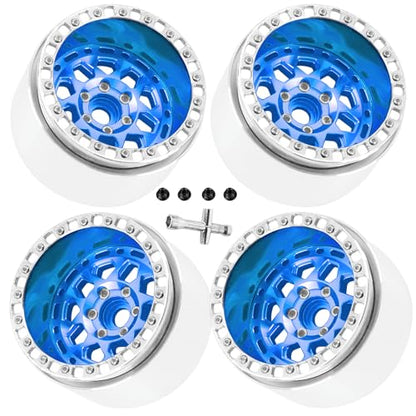 2.2" Beadlock RC Wheels for 1/10 RC Crawler SCX10 Capra,AMG 6x6,TRX4,Red cat Gen8 Everest Gen7 Pro,Alloy Aluminium rc Wheels 2.2 Beadlock Wheels 2.2 Beadlock Rims,4pcs,Navy Blue - color: Navyblue(4pcs)