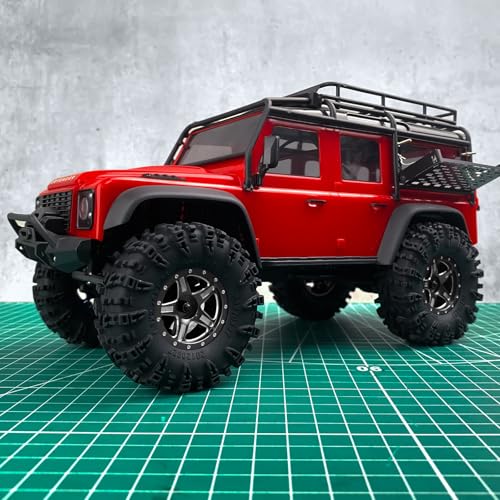 4PCS 1.3" Beadlock Wheel Tires Set Aluminum 1.3inch 5-Spoke Beadlock Wheel Hub Wheel Rim 7mm Hex ＆ 70mm/2.76inch Rubber Crawler Tires for 1/18 1/24 RC Crawler Car SCX24 TRX4M (Black) - color: Black