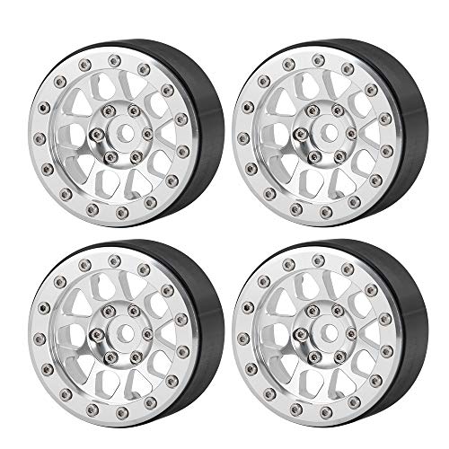 4PCS Metal 1.9" Heavy Duty Beadlock Wheel Rims for 1/10 RC Crawler Axial Scx10 II D90 TRX-4 Tamiya CC01 D110 (Silver) - color: Silver