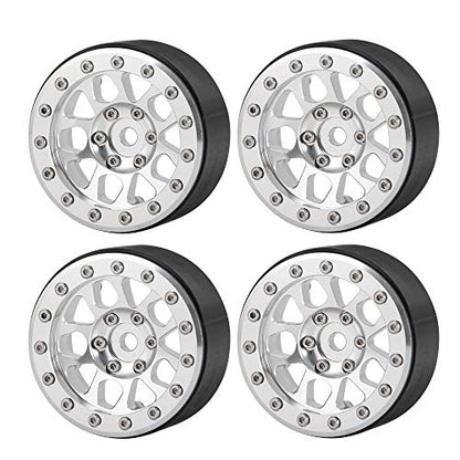 4PCS Metal 1.9" Heavy Duty Beadlock Wheel Rims for 1/10 RC Crawler Axial Scx10 II D90 TRX-4 Tamiya CC01 D110 (Silver) - color: Silver