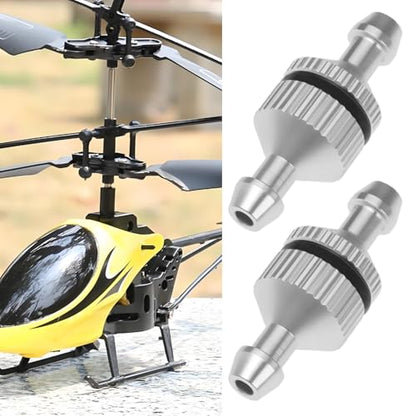2pcs Aluminum Alloy Nitro Glow Fuel Inline Filter Replacement Part 5507450 Suitable for Model Airplanes Cars Spare Parts Sliver (25x10x5mm)