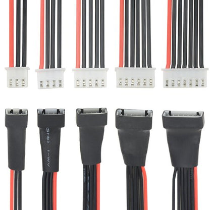 WMYCONGCONG 5 PCS JST-XH 2S 3S 4S 5S 6S Battery Balance Charger Extension Wire Cable for LiPo Battery Balance Charging 200mm, 22AWG