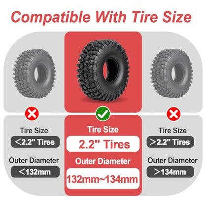 2.2" Crawler Tire Inserts, 4-Pack — Soft Silicone Rubber, Fits 132–134 mm (5.25" OD), 125×45 mm — Waterproof, Firm Sidewall Control, Rock/Trail Traction Boost (Red) - color: Red