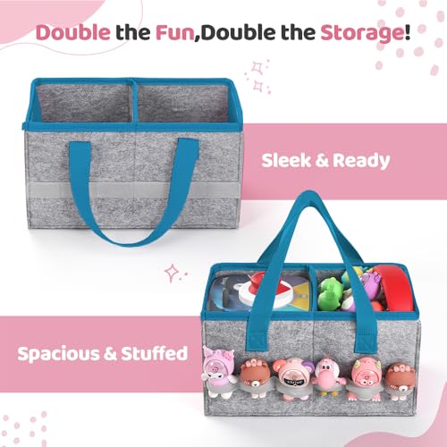PISOSN Carrying Case for Toniebox Starter Set and Tonies Figurines, Travel Felt Cloth Musical Toy Folding Bag for Toniebox 2 & Accessories (Blue) - color: Blue