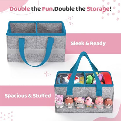PISOSN Carrying Case for Toniebox Starter Set and Tonies Figurines, Travel Felt Cloth Musical Toy Folding Bag for Toniebox 2 & Accessories (Blue) - color: Blue