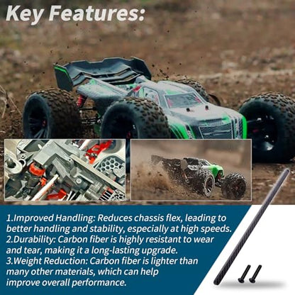 XTPTFABS 1SET Carbon Center Chassis Brace/Center Brace Bar,Lightweight | Fit for Arrma Vendetta 3s BLX,Carbon Fiber Plate,Easy to Install,Improving the Shock Absorption
