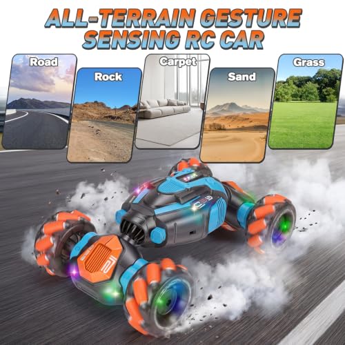 BotZilla Gesture Sensing RC Stunt Car - Boys Girls Toys Age 6-8-12, 4WD Hand Controlled Remote Control Twist Car with Light & Music,Cool Birthday Presents and Ideas Gifts for Kids