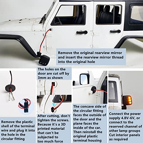 Maleonn RC Left and Right Side Mirrors Kit Rear View Mirrors Set for 1/10 RC Crawler Car SCX10 Upgrades Accessories