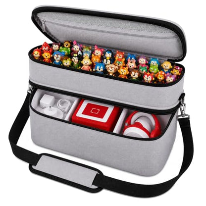 Bevegekos 2-Layer Carrying Case for Toniebox Gen 1 & 2, Holds 25+ Figures | 600D polyester, foam-padded interior, fits headphones & charging station, adjustable strap, perfect for travel and daily use - color: Grey
