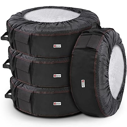Seasonal Tire Totes, Spare Tire Cover, Portable Winter Wheel, Handle for Easy Transportation, Fits Tires Tire Diameters 21” to 31.5”, Set of 4 Bags Black