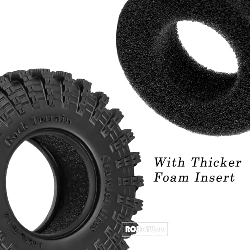 1.3" RC Crawler Tire Skins,Multi-Terrain Soft Sticky Rubber Tires(70 * 26mm) for TRX4 SCX24 FCX24 Ascent-18 1/18 1/24 Off-Road RC Car Upgrade Parts,4PCS (Style C) - style: StyleC(4PCS)