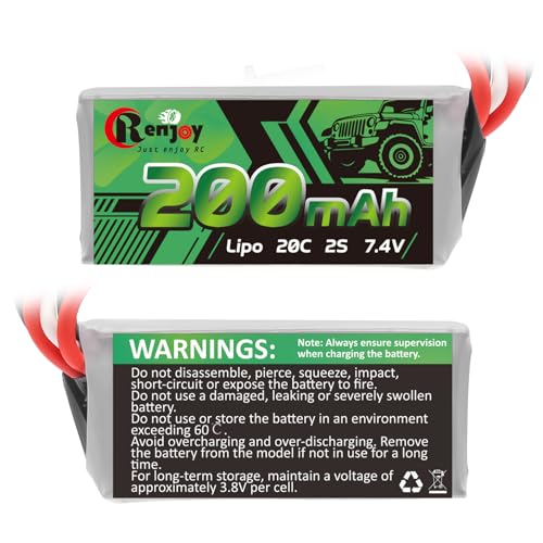 2PCS 7.4V Lipo Battery 2S 20C 200mAh Rechargeable Lithium Battery with PH2.0 Plug for RC Car Trucks Axial SCX30 - color: 200mAh/ 2pcs