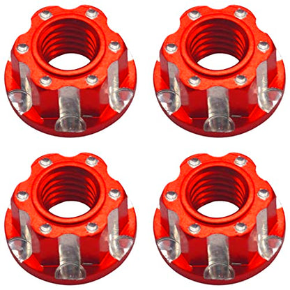 4Pcs Hexagonal Nuts, M4 Aluminum Alloy RC Wheel Hex Nuts Compatible with HSP Sakura D3 D4 1/10 RC Car (Red) - color: Red