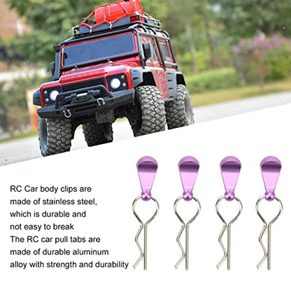 4Pcs RC Car Body Clips with Pull Tabs, Stainless Steel Universal Car Clips for 1 8 1 10 Remote Control Car Upgrade Parts (Purple) - color: Purple