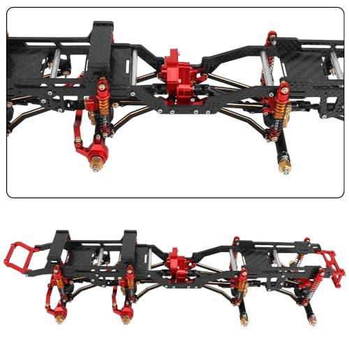 LCG 6x6 8×8 Carbon Fiber Chassis Frame with Metal Axles for 1/24 RC Crawler Car Axial SCX24 Refit Kit (8x8 red) - color: 8x8 Red
