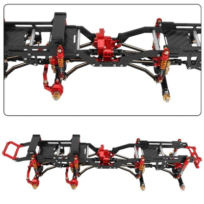 LCG 6x6 8×8 Carbon Fiber Chassis Frame with Metal Axles for 1/24 RC Crawler Car Axial SCX24 Refit Kit (8x8 red) - color: 8x8 Red