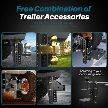 #99004 3-in-1 ATV/UTV Adjustable Trailer Hitch Towing Ball Mounts with 2" Ball Hitch Rated 2000 LBS, Winch Strap Loop Rated 5000 LBS Fits CROSSHIP #88001, 88002, 88003, 88004, 88005, 88006 - color: Replacement ATV/UTV Trailer Hitch