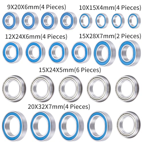 24pcs Steel Sealed Bearings Kit for Losi 1/5 5IVE-T 5T 5IVE-B 5B 4WD | Buggy SCT RC Car Upgrade Parts
