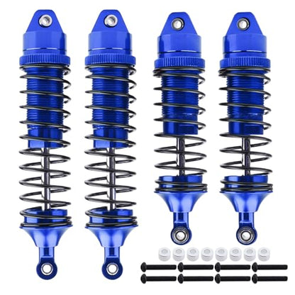 HobbyPark All Metal Shocks for Traxxas Rustler 4X4 VXL Slash 2WD 4x4 Hoss Stampede Bandit Nitro Shock Absorber Damper Set 1/10 Upgrades Parts Replace of 5862 (4-Pack) (Blue)