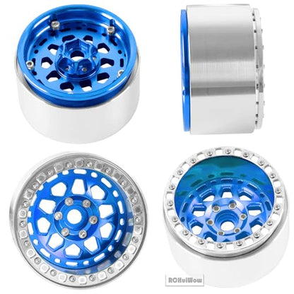 2.2" Beadlock RC Wheels for 1/10 RC Crawler SCX10 Capra,AMG 6x6,TRX4,Red cat Gen8 Everest Gen7 Pro,Alloy Aluminium rc Wheels 2.2 Beadlock Wheels 2.2 Beadlock Rims,4pcs,Navy Blue - color: Navyblue(4pcs)