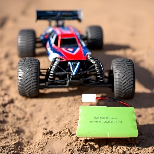 9.6V 2000mAH NiMH RC Car Flat 8-Cell AA Rechargeable Replacement Hobby Battery Pack and USB Charger Cable with Standard Tamiya Connector for RC Monster Truck, RC Battle Tank and Vehicles